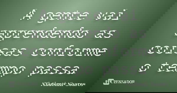 A gente vai aprendendo as coisas conforme o tempo passa... Frase de Vlademir Soares.