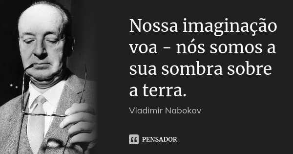 Nossa imaginação voa - nós somos a sua sombra sobre a terra.... Frase de Vladimir Nabokov.