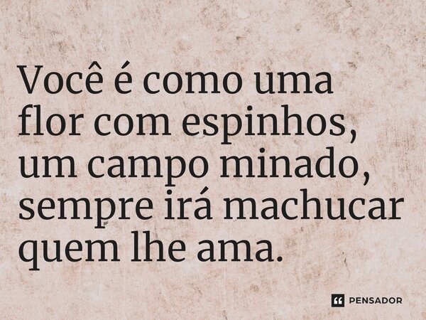 ⁠Você é como uma flor com espinhos, um campo minado, sempre irá machucar quem lhe ama.