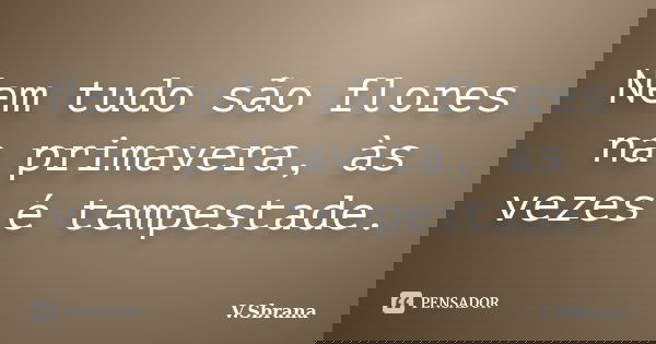 Nem tudo são flores na primavera, às vezes é tempestade.... Frase de V.Sbrana.
