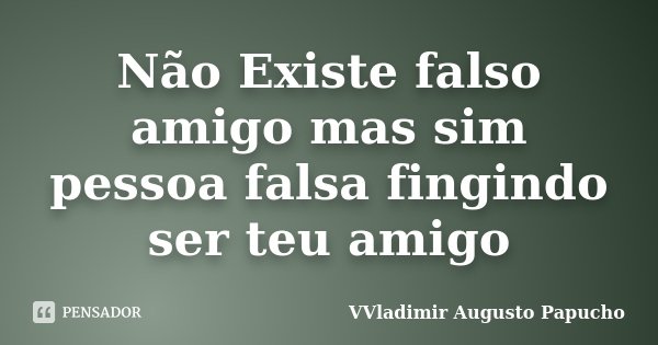 Não Existe falso amigo mas sim pessoa falsa fingindo ser teu amigo... Frase de VVladimir Augusto Papucho.