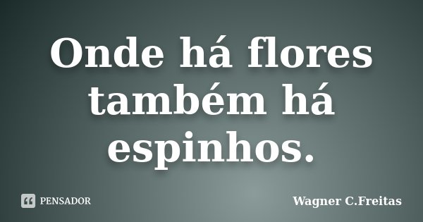 Onde há flores também há espinhos.... Frase de Wagner C.Freitas.