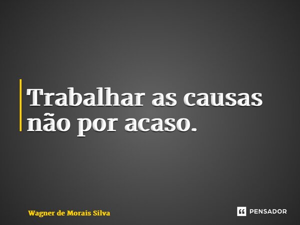 ⁠Trabalhar as causas não por acaso.... Frase de Wagner de Morais Silva.