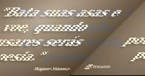 "Bata suas asas e voe, quando pousares serás poesia."... Frase de Wagner Fonseca.