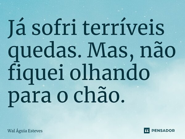 ⁠Já sofri terríveis quedas. Mas, não fiquei olhando para o chão.... Frase de Wal Águia Esteves.