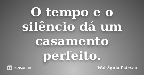 O tempo e o silêncio dá um casamento perfeito.... Frase de Wal Águia Esteves.