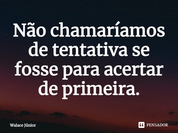⁠Não chamaríamos de tentativa se fosse para acertar de primeira.... Frase de Walace Júnior.