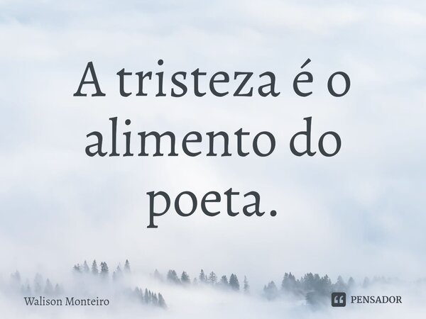 ⁠A tristeza é o alimento do poeta.... Frase de Walison Monteiro.