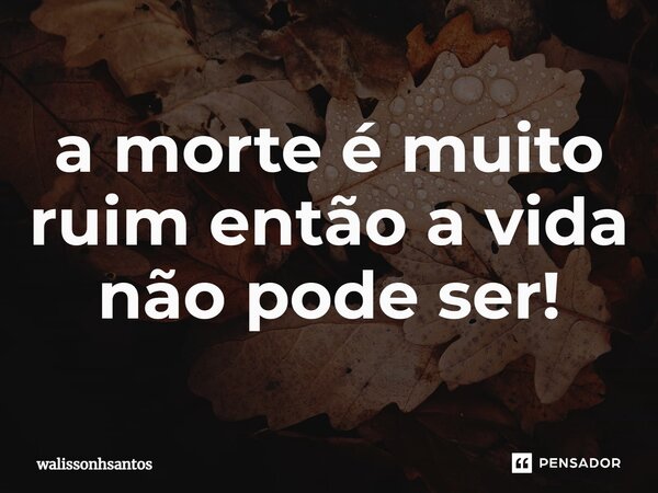 ⁠a morte é muito ruim então a vida não pode ser!... Frase de walissonhsantos.