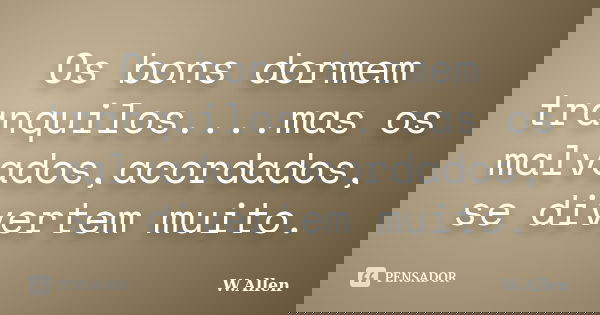 Os bons dormem tranquilos....mas os malvados,acordados, se divertem muito.... Frase de W.Allen.