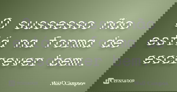 O sussesso não está na forma de escrever bem.... Frase de Wall Campos.