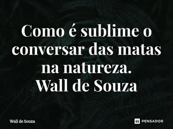 ⁠Como é sublime o conversar das matas na natureza. Wall de Souza... Frase de Wall de Souza.
