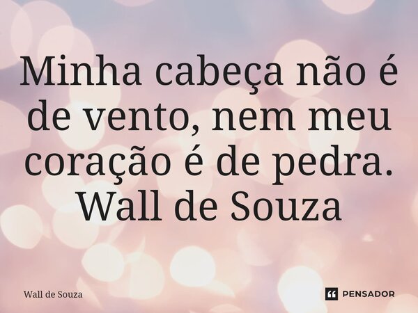 ⁠Minha cabeça não é de vento, nem meu coração é de pedra. Wall de Souza... Frase de Wall de Souza.