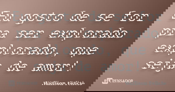 Eu gosto de se for pra ser explorado explorado, que seja de amor!... Frase de Wallison Felicio.