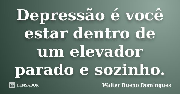 Depressão é você estar dentro de um elevador parado e sozinho.... Frase de Walter Bueno Domingues.