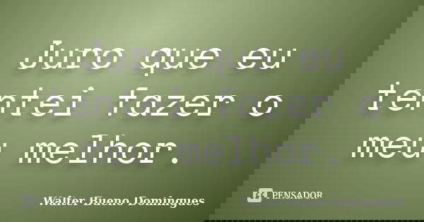 Juro que eu tentei fazer o meu melhor.... Frase de Walter Bueno Domingues.