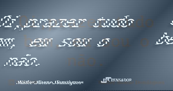 Oi,prazer tudo bem, eu sou o não.... Frase de Walter Bueno Domingues.