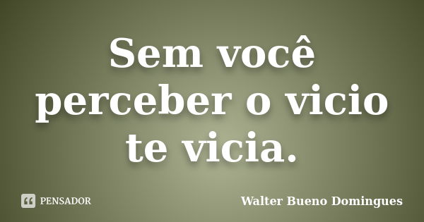 Sem você perceber o vicio te vicia.... Frase de Walter Bueno Domingues.