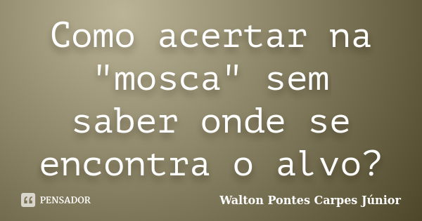 Como acertar na "mosca" sem saber onde se encontra o alvo?... Frase de Walton Pontes Carpes Júnior.