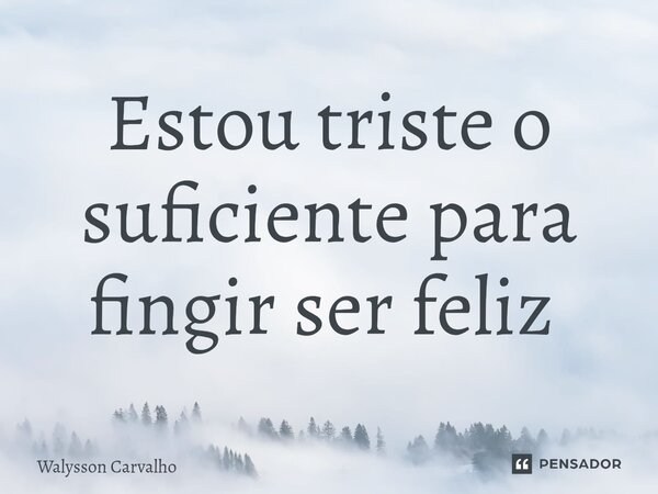 Estou triste o suficiente para fingir ser feliz ⁠... Frase de Walysson Carvalho.