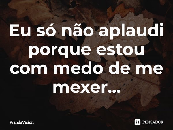 ⁠Eu só não aplaudi porque estou com medo de me mexer...... Frase de WandaVision.