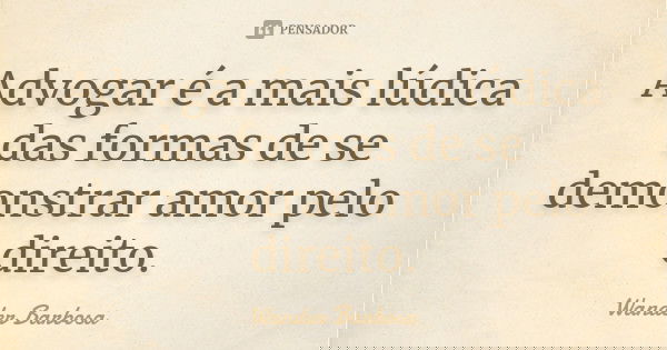 Advogar é a mais lúdica das formas de se demonstrar amor pelo direito.... Frase de Wander Barbosa.