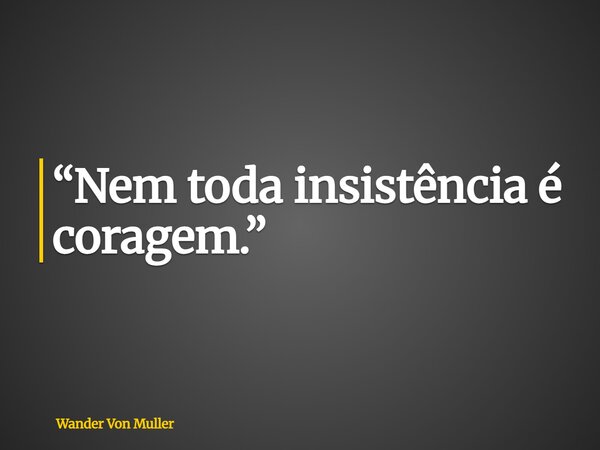 “Nem toda insistência é coragem.”... Frase de Wander Von Muller.