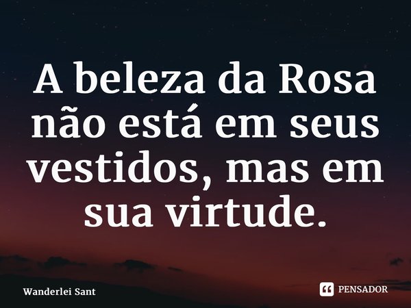 ⁠A beleza da Rosa não está em seus vestidos, mas em sua virtude.... Frase de Wanderlei Santos.