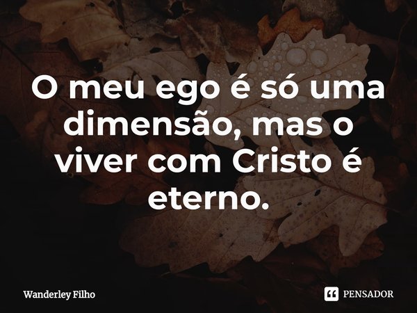 ⁠O meu ego é só uma dimensão, mas o viver com Cristo é eterno.... Frase de Wanderley filho.