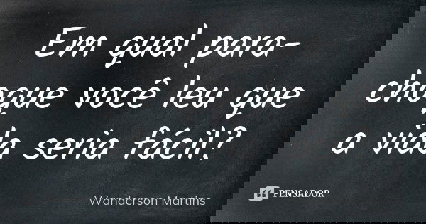 Em qual para-choque você leu que a vida seria fácil?... Frase de Wanderson Martins.