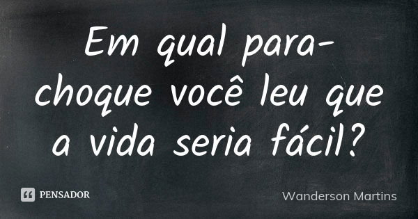 Em qual para-choque você leu que a vida seria fácil?... Frase de Wanderson Martins.