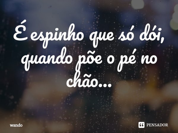 ⁠É espinho que só dói, quando põe o pé no chão...... Frase de Wando.