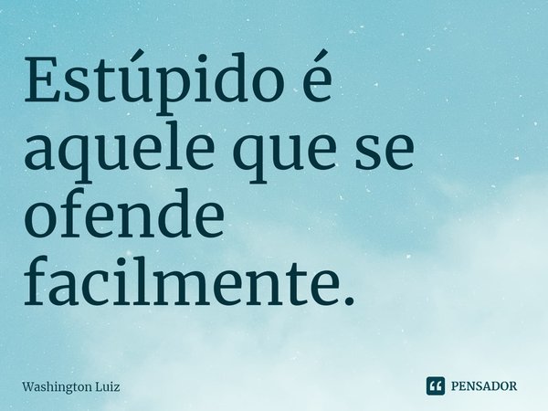 Estúpido é aquele que se ofende facilmente.... Frase de Washington Luiz.