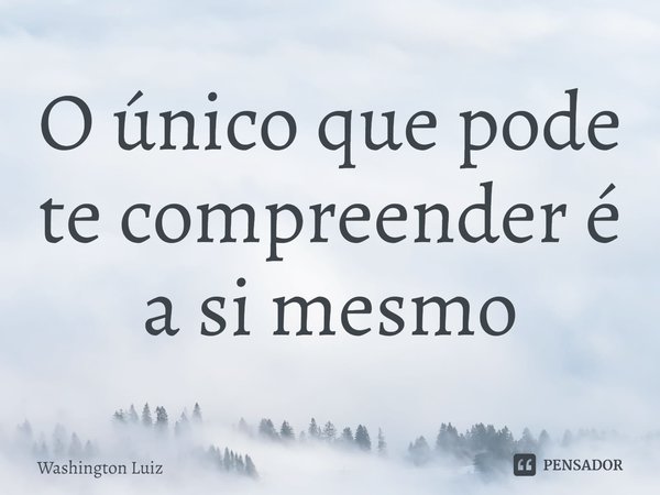 ⁠O único que pode te compreender é a si mesmo... Frase de Washington Luiz.