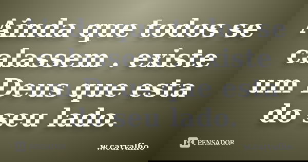 Ainda que todos se calassem . existe um Deus que esta do seu lado.... Frase de w.carvalho.