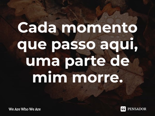 ⁠Cada momento que passo aqui, uma parte de mim morre.... Frase de We Are Who We Are.