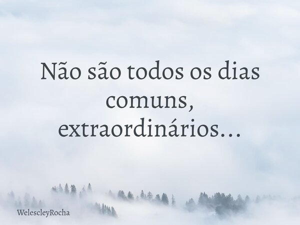 Não são todos os dias comuns, extraordinários...... Frase de WelescleyRocha.