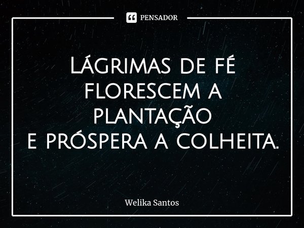 ⁠Lágrimas de fé
florescem a plantação
e próspera a colheita.... Frase de Welika Santos.