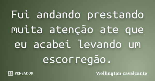 Fui andando prestando muita atenção ate que eu acabei levando um escorregão.... Frase de Wellington cavalcante.