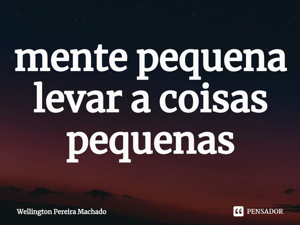 ⁠mente pequena levar a coisas pequenas... Frase de Wellington Pereira Machado.