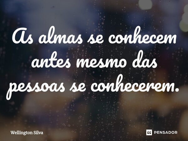⁠As almas se conhecem antes mesmo das pessoas se conhecerem.... Frase de Wellington silva.