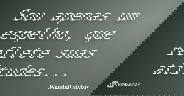 Sou apenas um espelho, que reflete suas atitudes...... Frase de Wendell victor.
