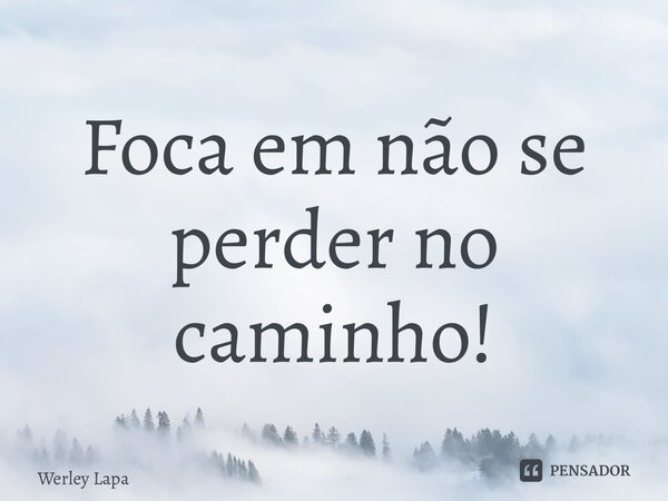 ⁠Foca em não se perder no caminho!... Frase de Werley Lapa.