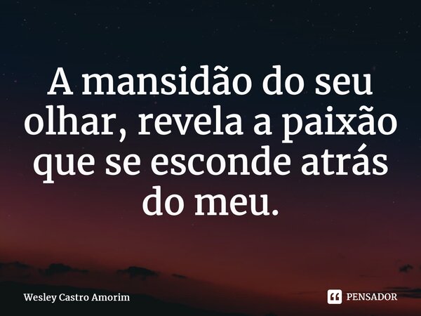 ⁠A mansidão do seu olhar, revela a paixão que se esconde atrás do meu.... Frase de Wesley Castro Amorim.