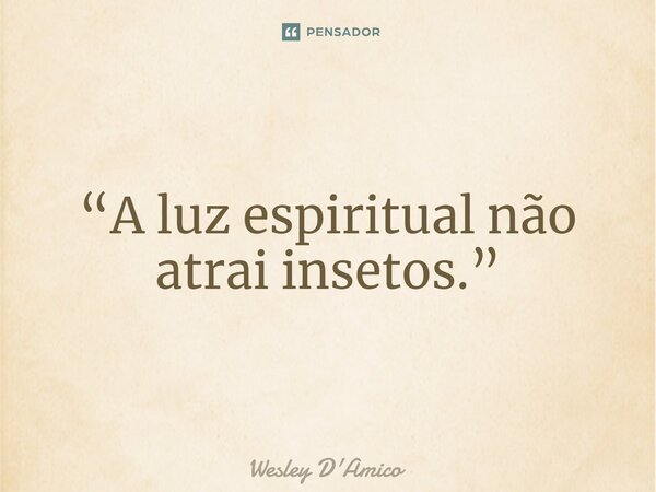 ⁠“A luz espiritual não atrai insetos.”... Frase de Wesley D'Amico.