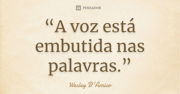 “A voz está embutida nas palavras.”... Frase de Wesley D'Amico.