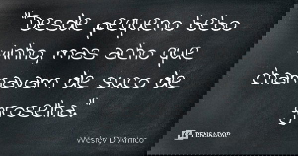 “Desde pequeno bebo vinho, mas acho que chamavam de suco de groselha.”... Frase de Wesley D'Amico.