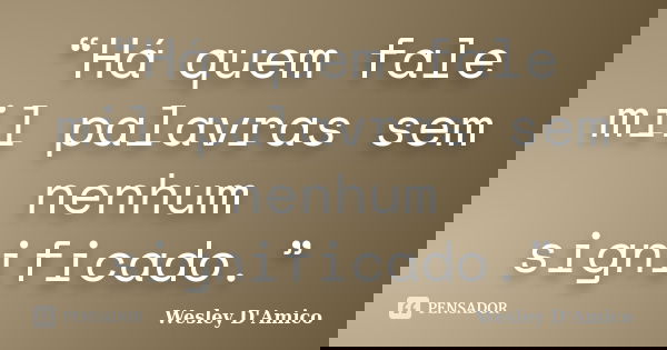 “Há quem fale mil palavras sem nenhum significado.”... Frase de Wesley D'Amico.