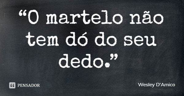“O martelo não tem dó do seu dedo.”... Frase de Wesley D'Amico.