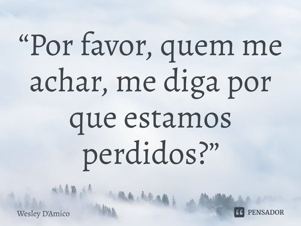 ⁠“Por favor, quem me achar, me diga por que estamos perdidos?”... Frase de Wesley D'Amico.